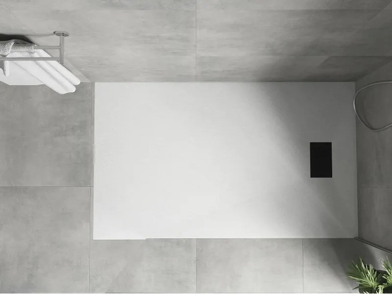 Mexen Hugo, obdĺžniková sprchová vanička SMC 140 x 90 cm, biela, čierna krytka, 42109014-B