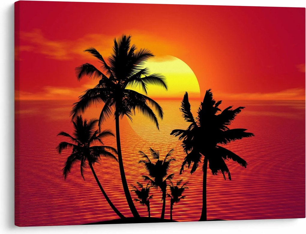 Obraz siluety ostrova s palmami (70x50 cm)