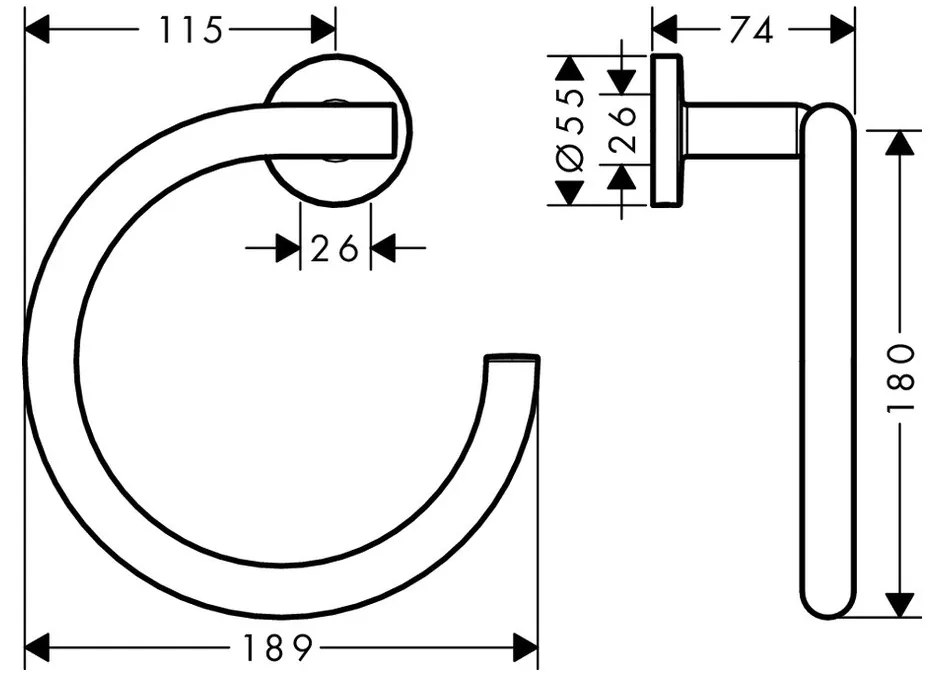 Hansgrohe Logis Universal, kruh na uterák , chrómová, HAN-41724000