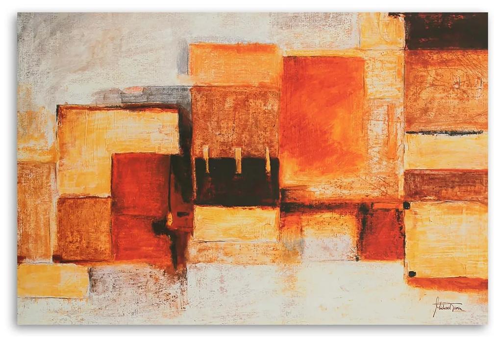 Gario Obraz na plátne Geometrická abstrakcia v teplých farbách Rozmery: 60 x 40 cm