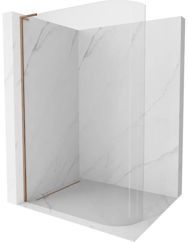 Mexen Kioto L, sprchová zástena Walk-In 110 x 200 cm, 8mm číre sklo, ružové zlato profil, 800-110-103-60-06