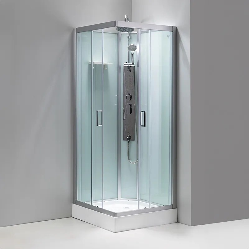 BPS-koupelny Hydromasážny box HYD-LI100, 80x80 cm, kartáčovaný chróm/transparent