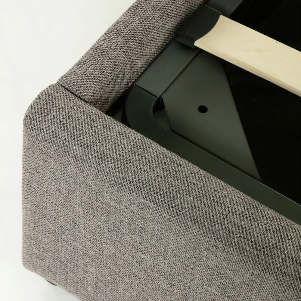 Sivá čalúnená dvojlôžková posteľ s úložným priestorom s roštom 180x200 cm Nahiri – Kave Home