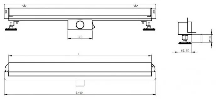 Odtokový žľab k stene MEXEN FLAT WALL 2in1 100 cm čierny