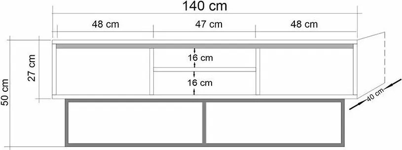 Rodez TV stolík z orechového dreva a čiernej farby, M