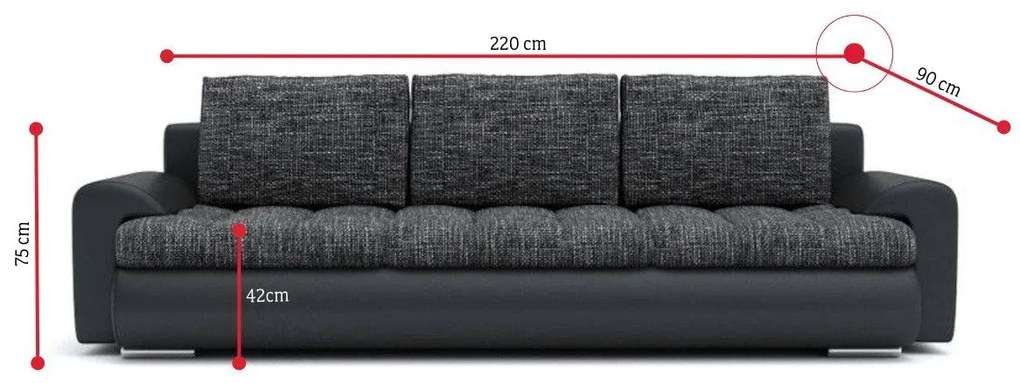 Rozkladacia pohovka TONIO VII, 220x75x90, jasmine 96/soft 11