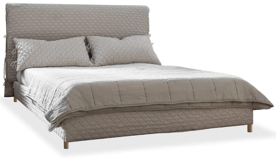 Béžová čalúnená dvojlôžková posteľ s roštom 180x200 cm Sleepy Luna – Miuform