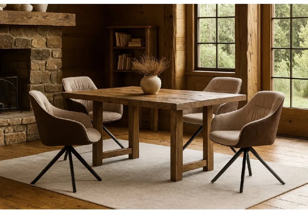 Noela Otočná jedálenská stolička látková LOREN hnedá/krémová