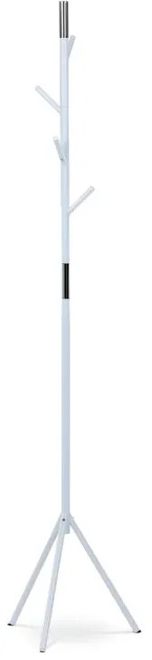 Věšák stojanový, výška 179 cm, kovová konstrukce, bílý matný lak, nosnost 6 kg
