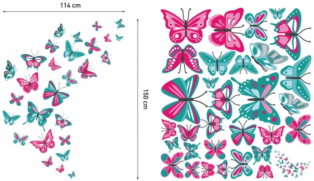 Dekoračná nálepka na stenu motýle