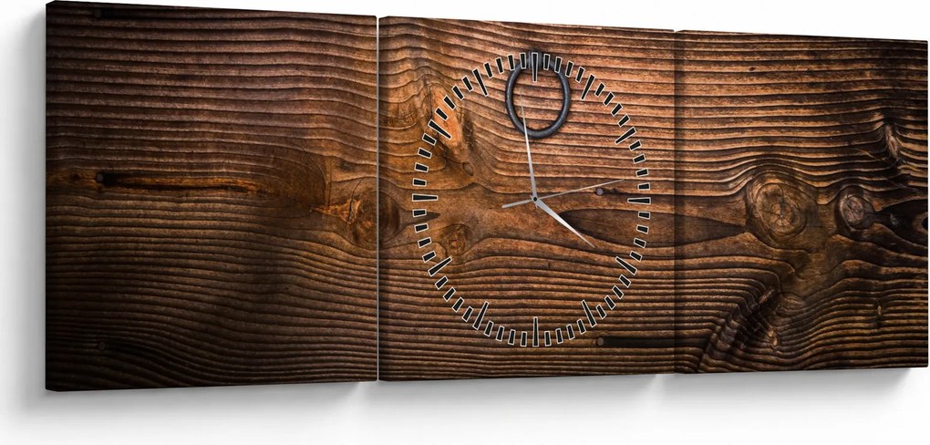 Obraz textúry dreva (s hodinami) (90x30 cm)