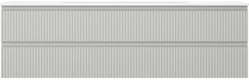 Mexen Rivel, kúpeľňová skrinka 160 cm s umývadlom Vela, 2 zásuvky, drážkovaná, sivá matná/biela, 91A20-16047-2-BFF62-W23M0