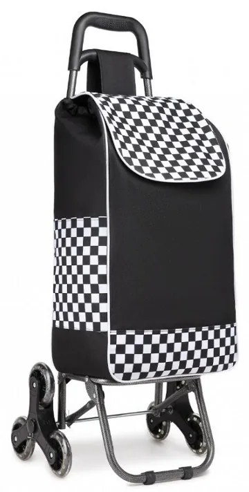 Konofactory Čierna nákupná taška na kolieskach do schodov "Helper"