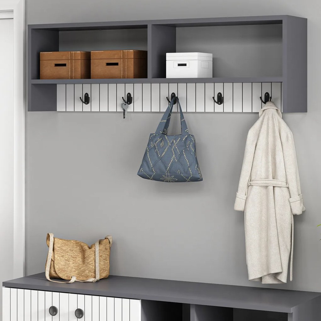 Nástenný vešiak Sarandon Anthracite White