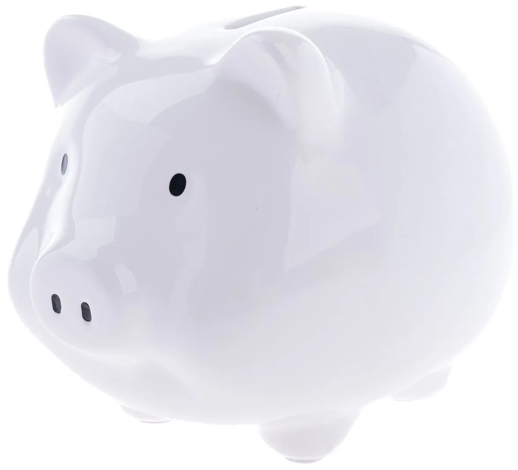 Keramická pokladnička Biele prasiatko, 15 x 12 x 12 cm