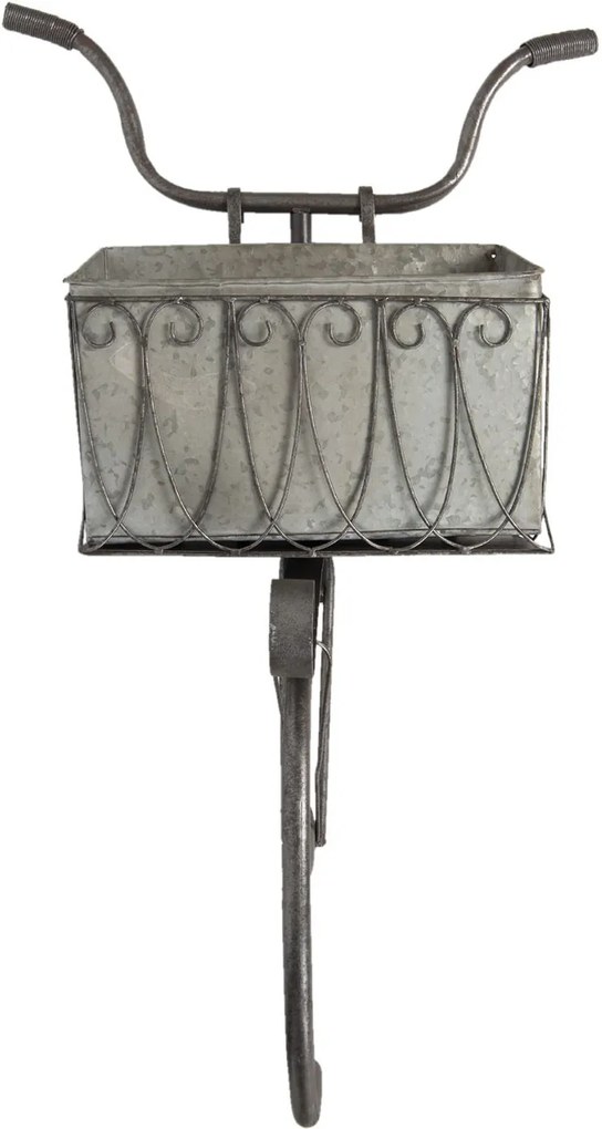 Nástenná dekorácia Železné koleso s črepník - 51 * 26 * 95 cm