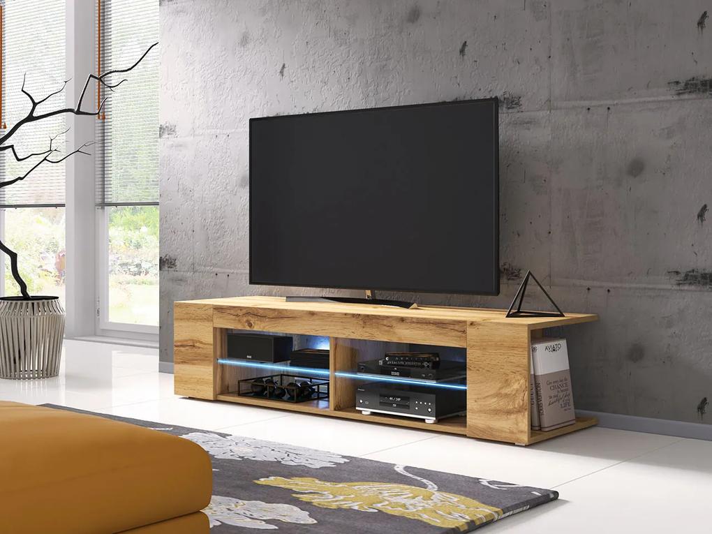Moderný TV stolík Setto 180, dub Wotan + LED