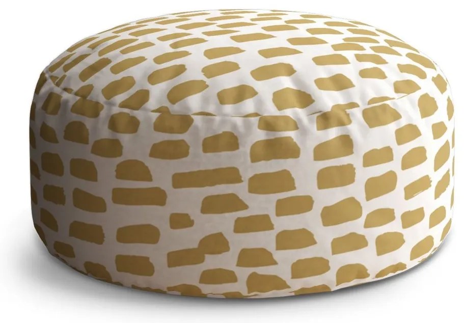 Taburet Circle zlaté ťahy štetcom, zlatá / biela