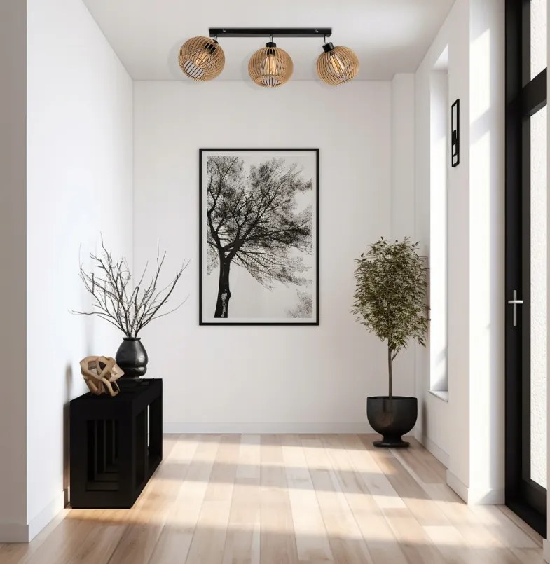 Stropné svietidlo LED luster nastaviteľný drevený 3xe27