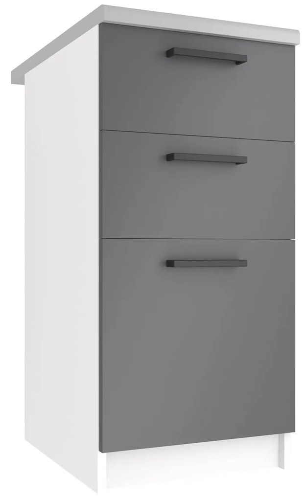Kuchynská skrinka Belini spodná so zásuvkami 40 cm šedý mat s pracovnou doskou TOR SDSZ40/0/WT/SR/0/B1