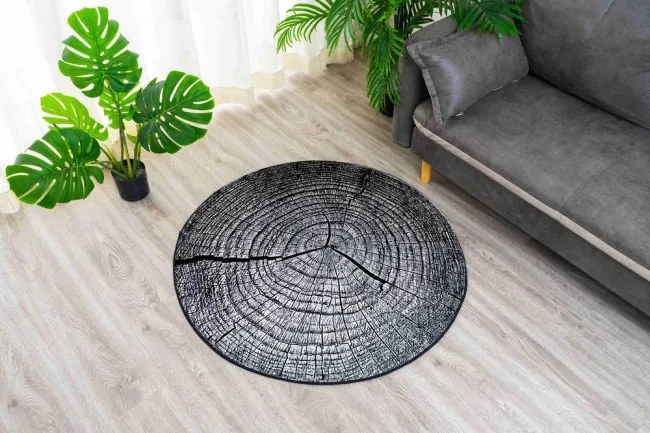 Protišmykový koberec NOVO peň / sivý kruh
