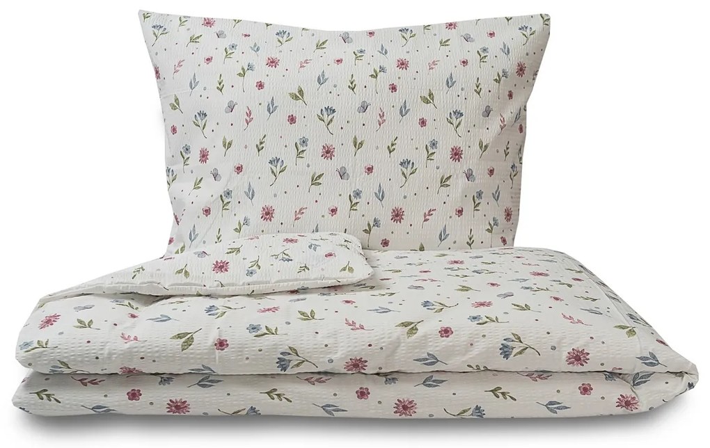 Kvalitex Krepové povlečení Letní louka , 240 x 220cm, 2x 70 x 90 cm, 240 x 220 cm, 2 ks 70 x 90 cm