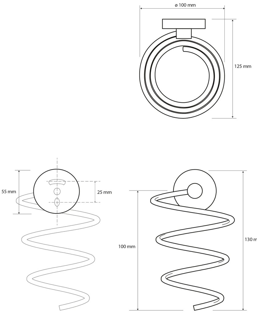 Sapho Sapho, X-ROUND držiak fénu, špirálový, chróm, XR002