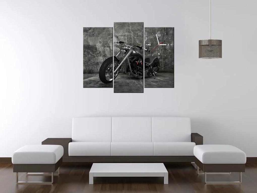 Gario Obraz s hodinami Chopper - 3 dielny Rozmery: 80 x 40 cm