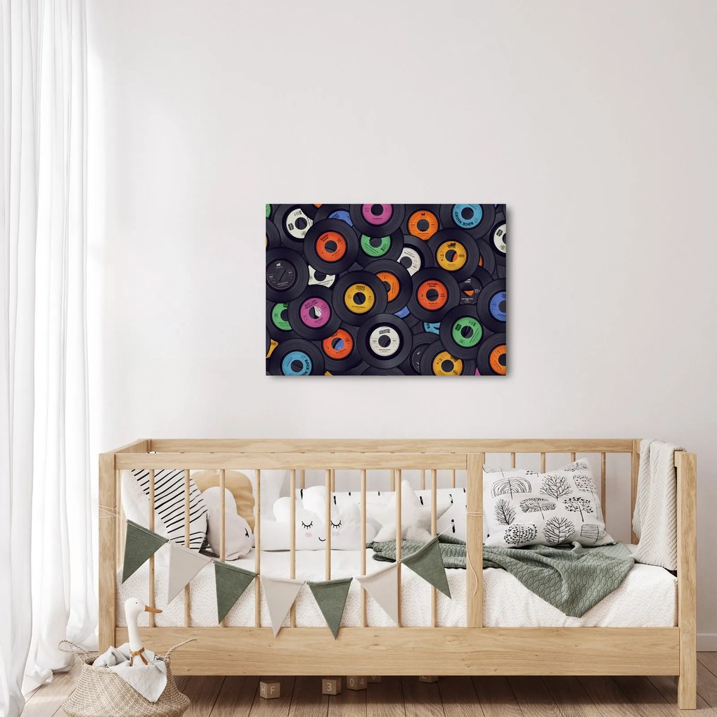 Obraz - Hudobné gramofónové platne (70x50 cm)