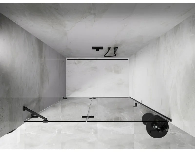 Mexen, Mexen Lunar ľavé otočné sprchové dvere 140 cm, priehľadné, pištoľovo šedé kartáčované - 834-140-000-66-00-L