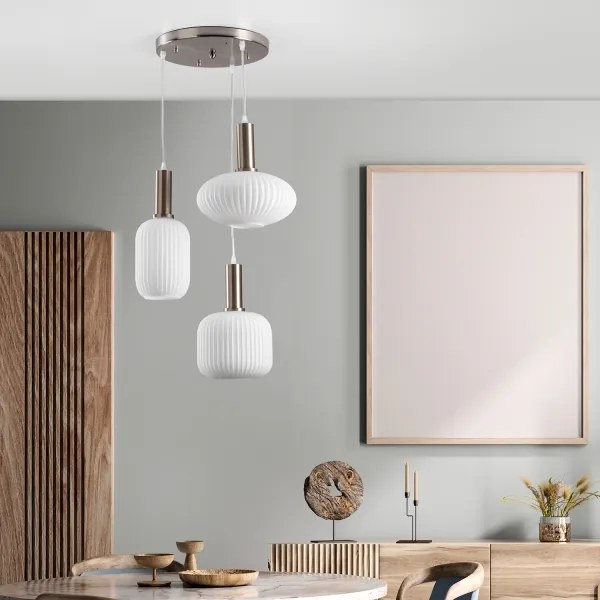 ONLI - Závesný luster DOROTY na lankách 3xE27/15W/230V biela/lesklý chróm