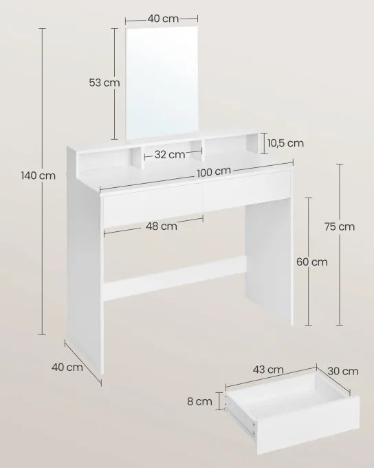 Toaletný stolík so zrkadlom RDT163W01