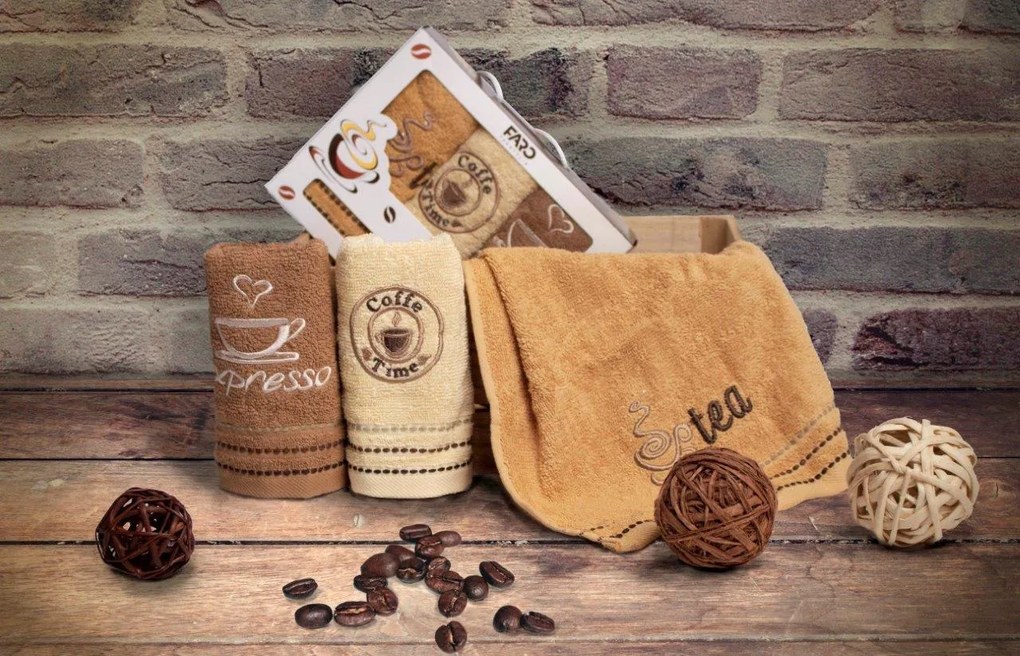 Sada bavlnených uterákov Coffee 30x50 cm
