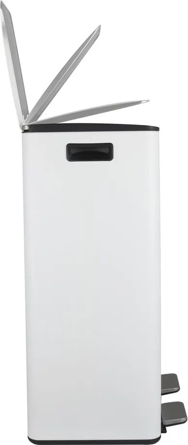 Matne biely oceľový odpadkový kôš 2x30 l na triedený odpad/nášľapný Aliya – Spirella