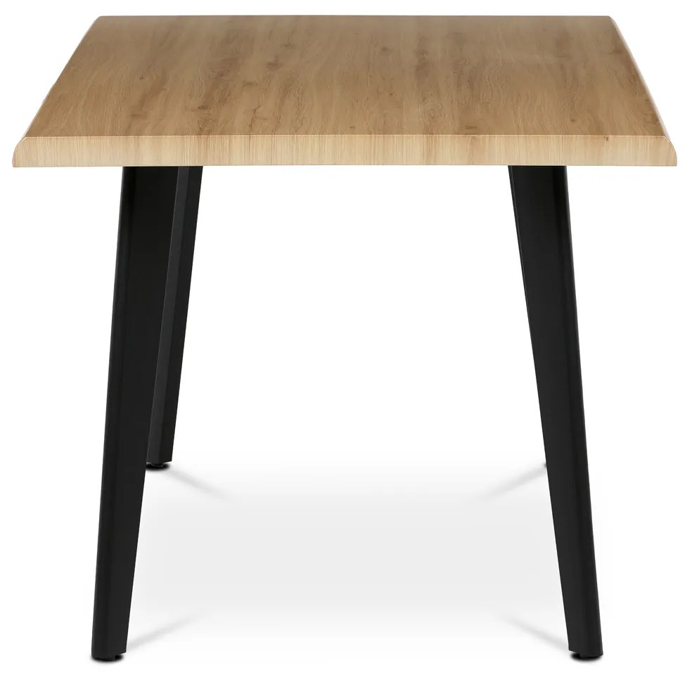 Autronic - Stůl jídelní, 160x90x75 cm, MDF deska, dekor divoký dub, kov, černý lak - HT-F4416 OAK AKCE