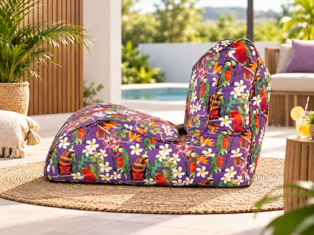 Sedací vak Naomi Jungle 350 l + taburetka ZADARMO – tropický vzor