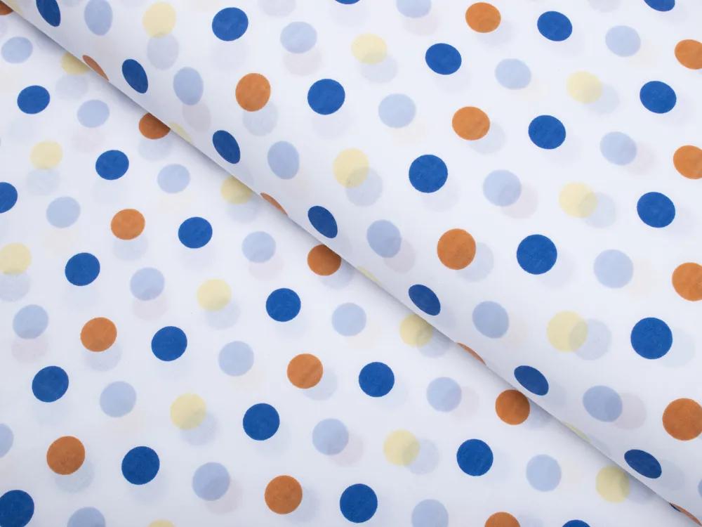 Biante Detské bavlnené posteľné obliečky do postieľky Sandra SA-120 Modré a hnedé bodky na bielom Do postieľky 90x140 a 50x70 cm