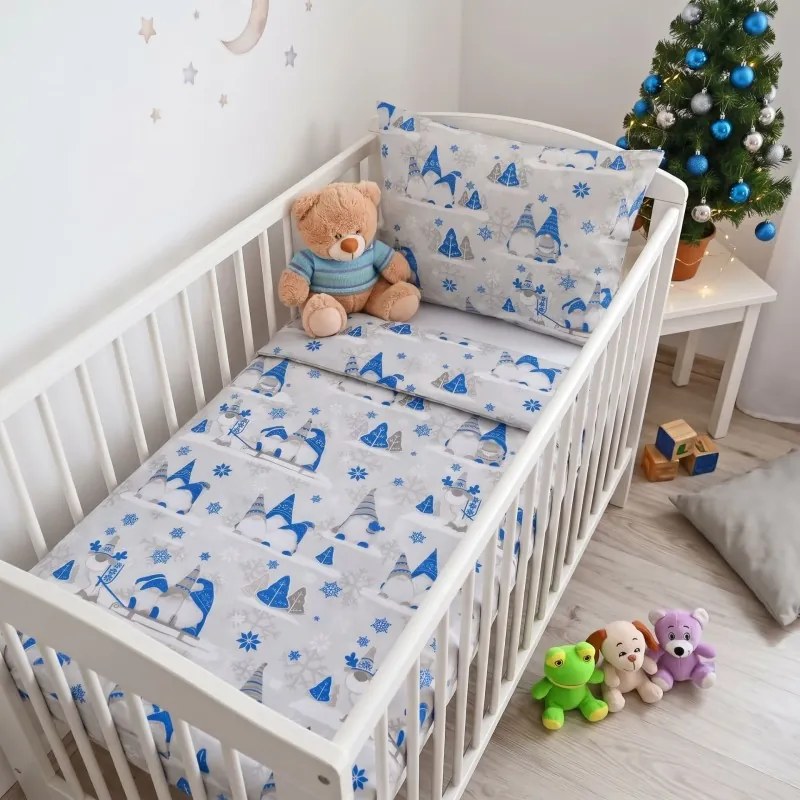 Vianočné obliečky Buddy modré EMI, Detský set 90x130 + 45x65