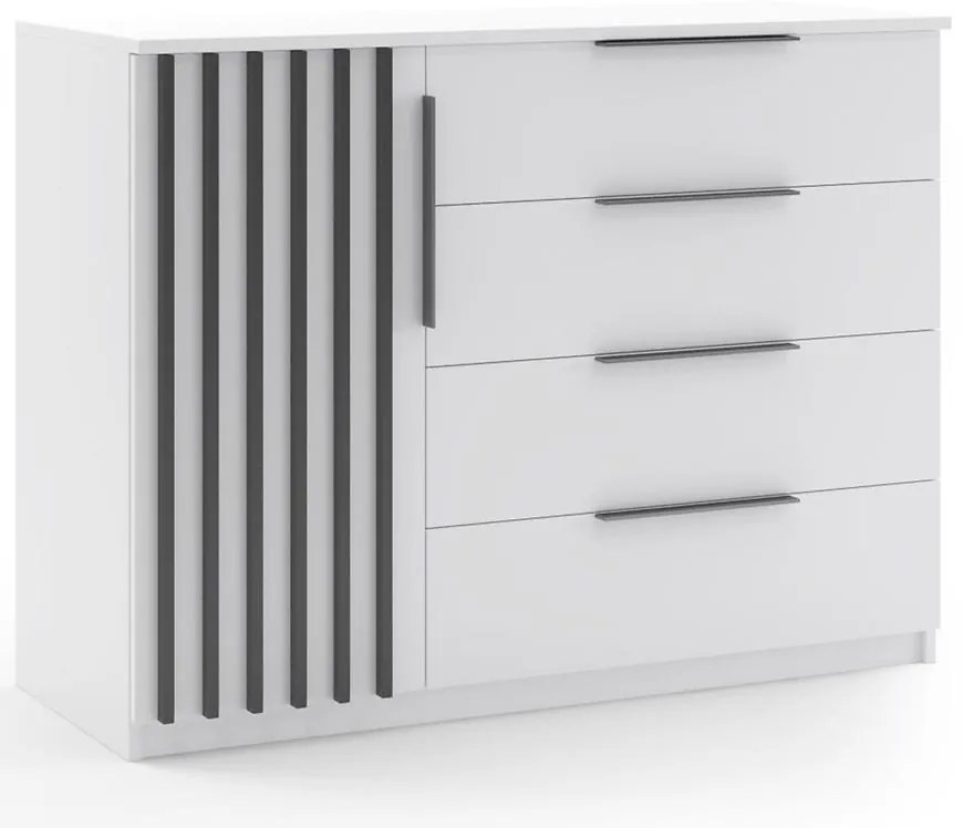 Komoda Atena 120x89x48 Biely/Lamela čierna