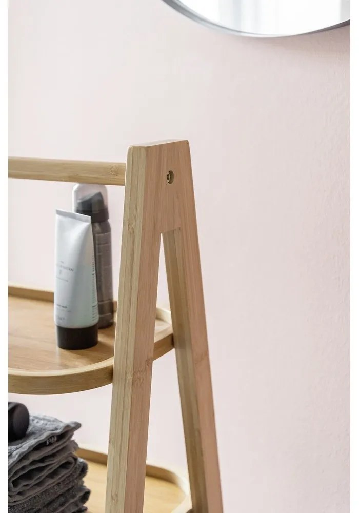 Čierny/prírodný bambusový kúpeľňový regál 44x80 cm Ecori - Wenko