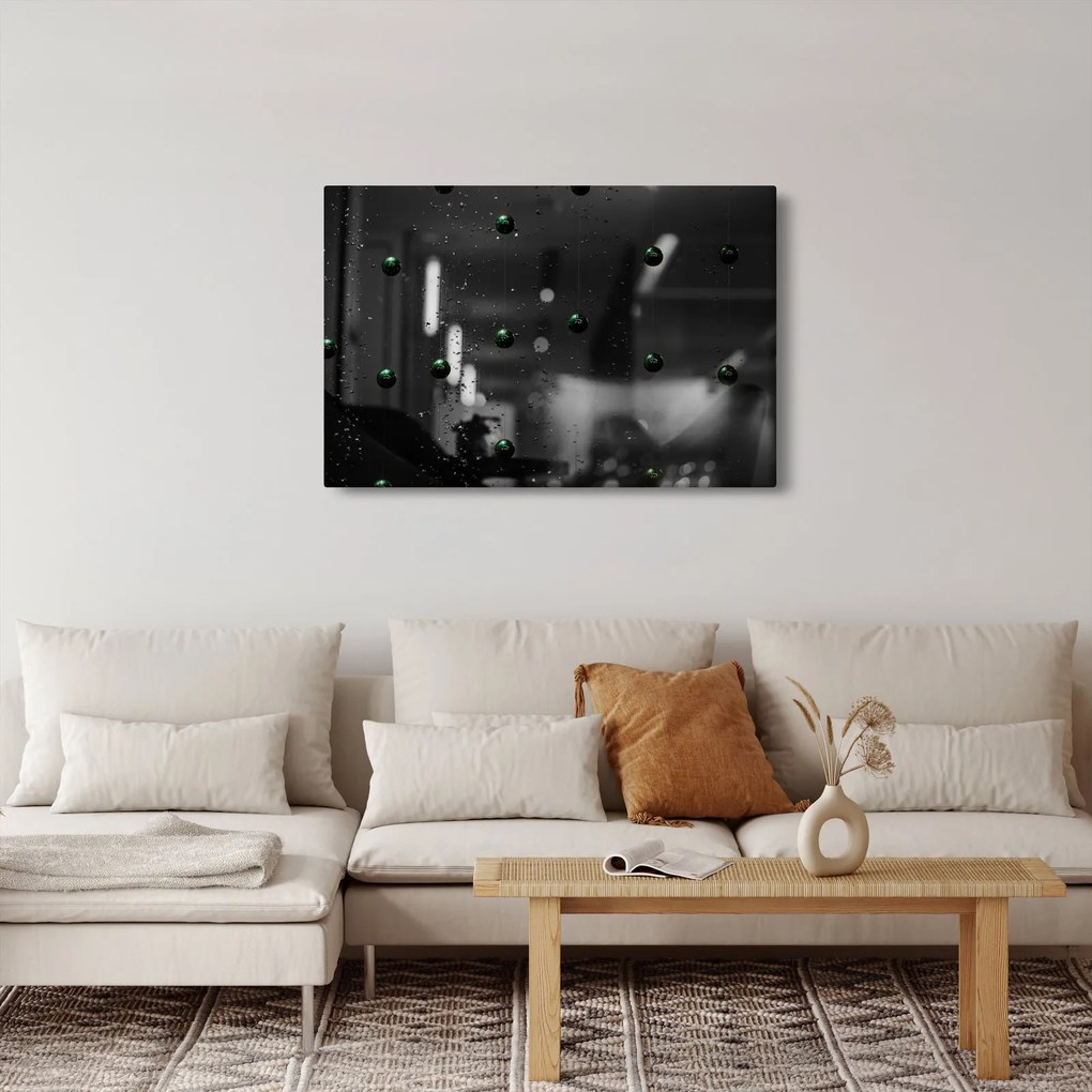 Abstraktný obraz - zelené guličky (90x60 cm)