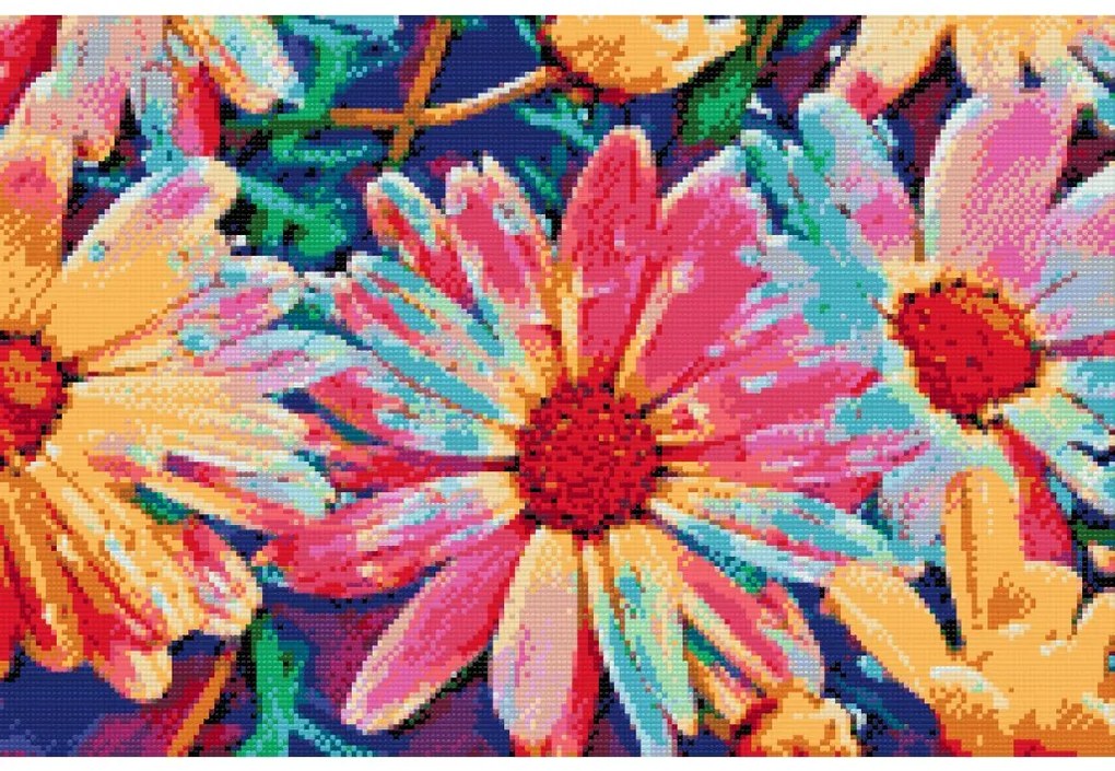 Gario Diamantové maľovanie Neónové kvety Rozmery: 60 x 40 cm, Rámovanie: Iba zrolované plátno, Diamanty: Okrúhle