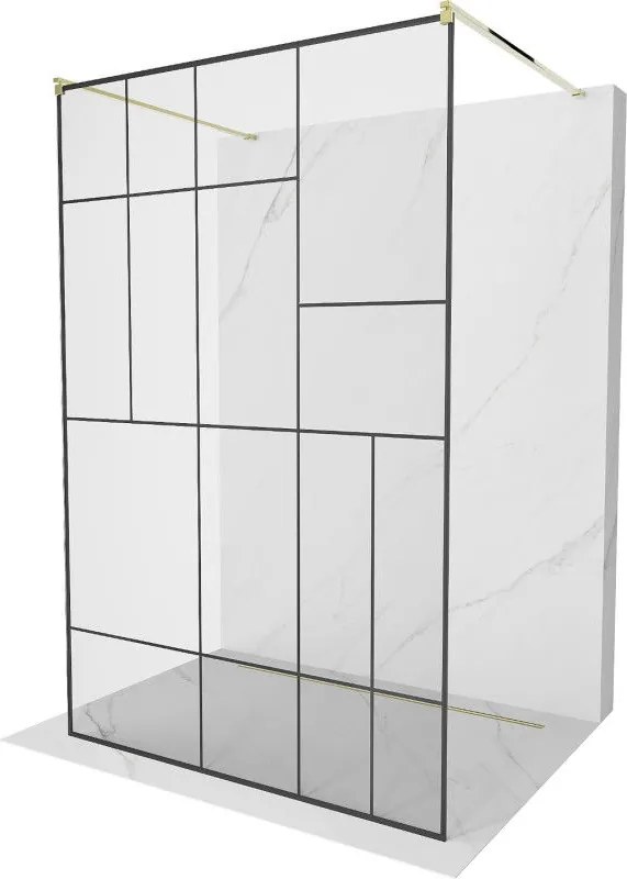Mexen Kioto voľne stojaca sprchová stena 120 x 200 cm, transparentnéné/čierny vzor 8 mm, zlatá - 800-120-002-50-78