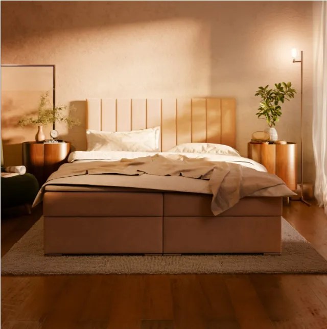 Manželská posteľ AGEN Velvet 160×200 cm sivá