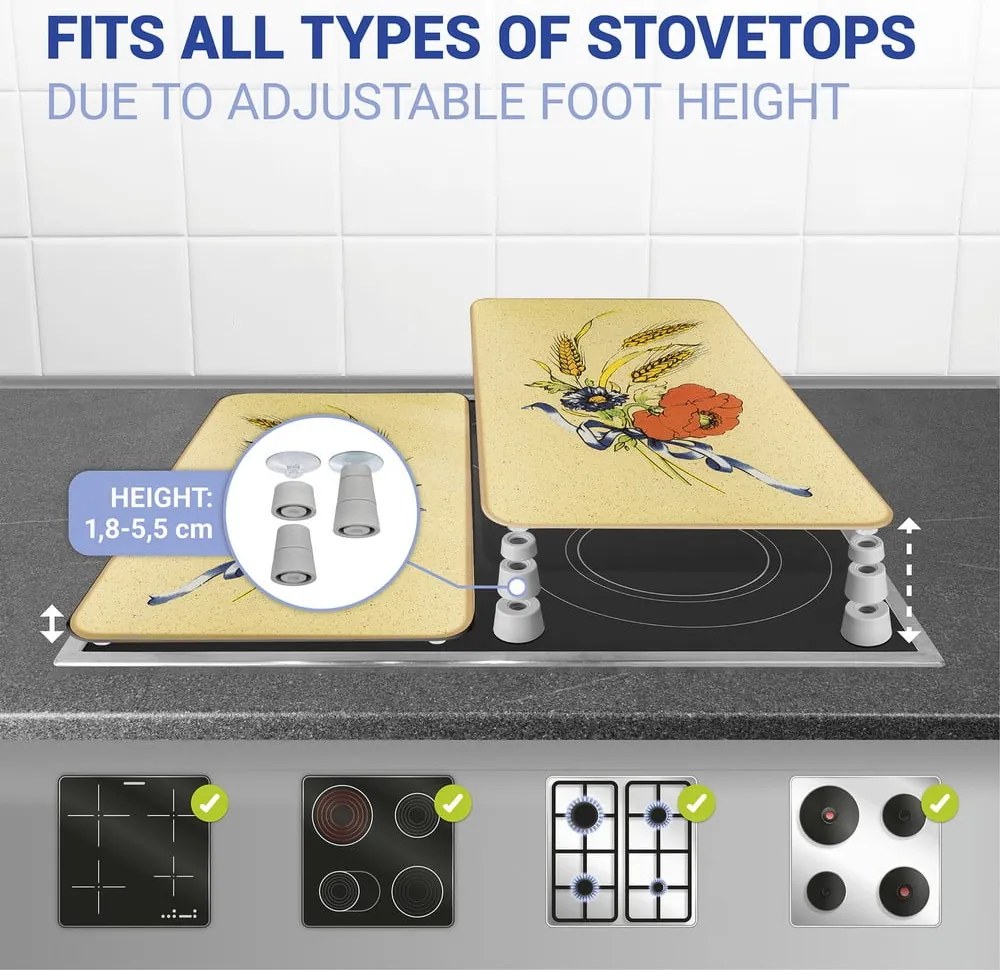 Kryty na sporák v súprave 2 ks z tvrdeného skla 52x30 cm Corn-Flowers - Maximex