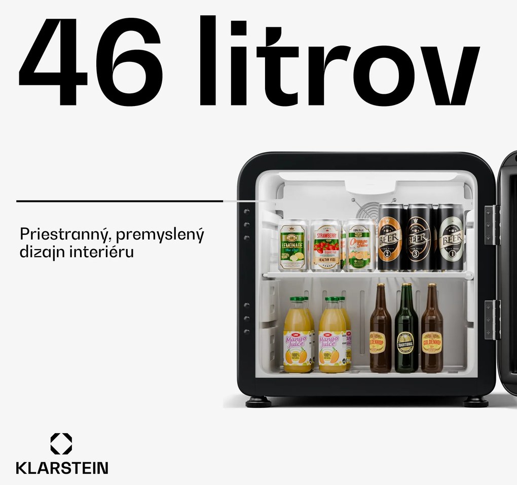 Klarstein Audrey Evo chladnička na nápoje, retro dizajn, sklenené dvere, 46 L, EEK C