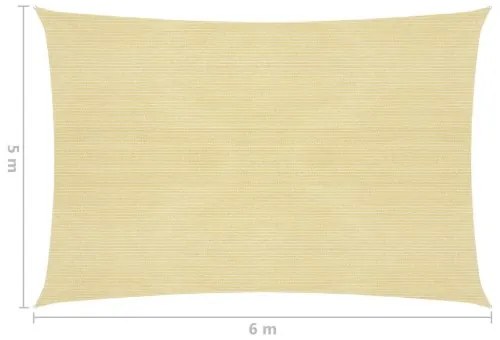 vidaXL Tieniaca plachta 160 g/m², béžová 5x6 m, HDPE-