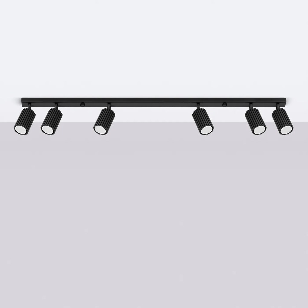 Bodové svietidlo Karbon, 6x čierne kovové tienidlo, (možnosť polohovania)