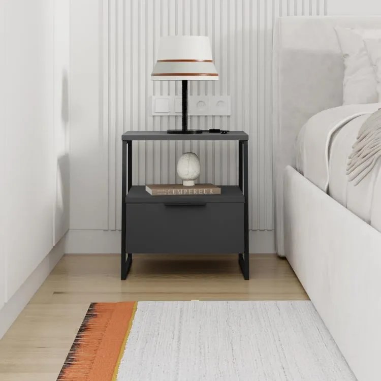 Nočný stolík Houseland Pal antracitovo sivý