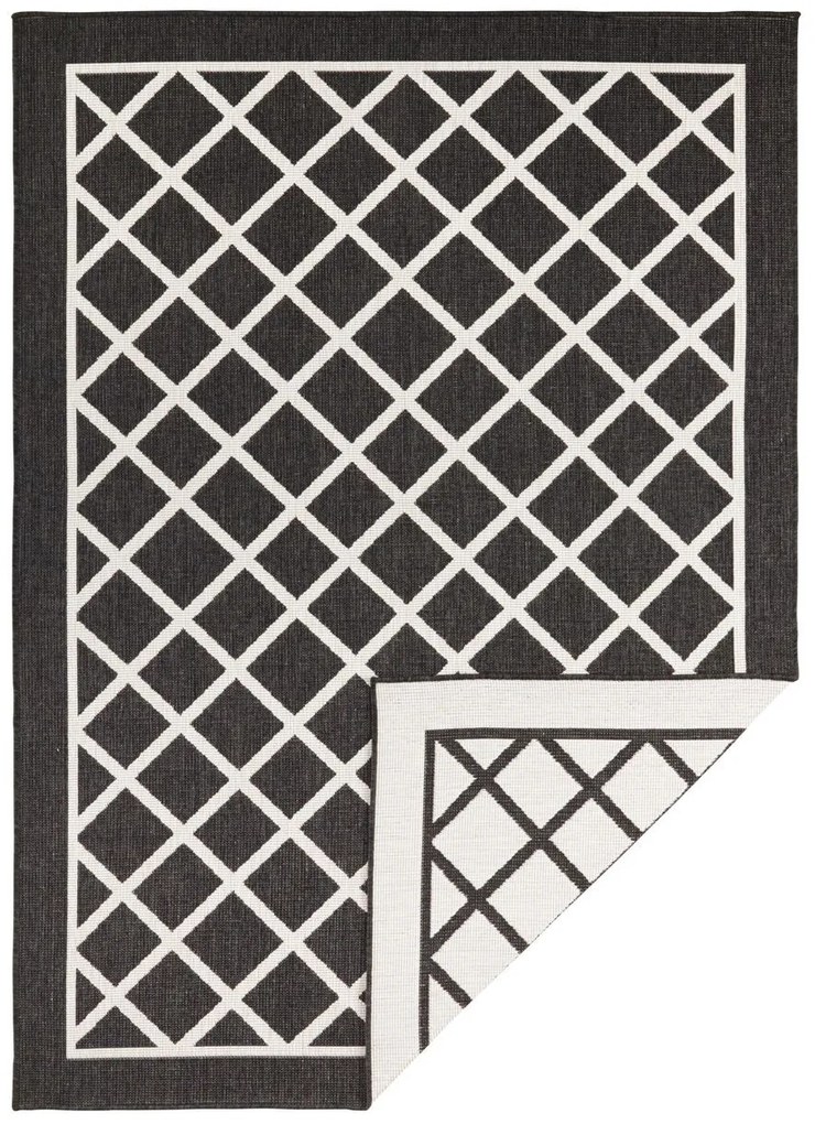 Hanse Home, Kusový koberec Twin Supreme 103425 Sydney black creme – na von aj na doma, 160x230, čierna, chodba / predsieň